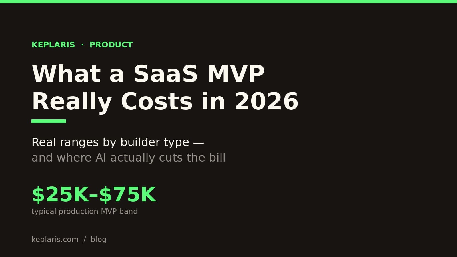 How Much It Really Costs to Build a SaaS MVP in 2026 (Real Ranges, and Where AI Actually Cuts the Bill)